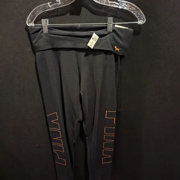 Victoria's Secret Black Leggings with Gold Accents - Picture 1 of 4